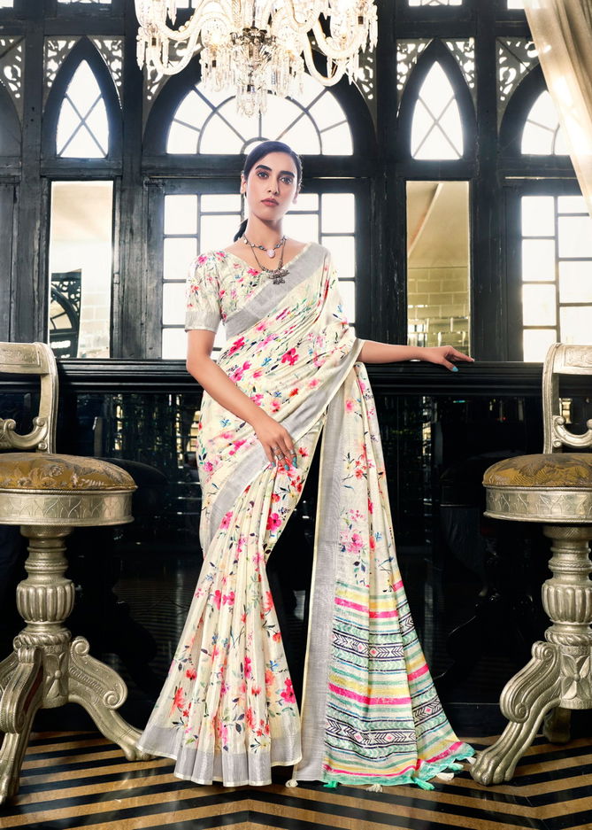 Shreyans White Fields Floral Party Wear Sarees Catalog